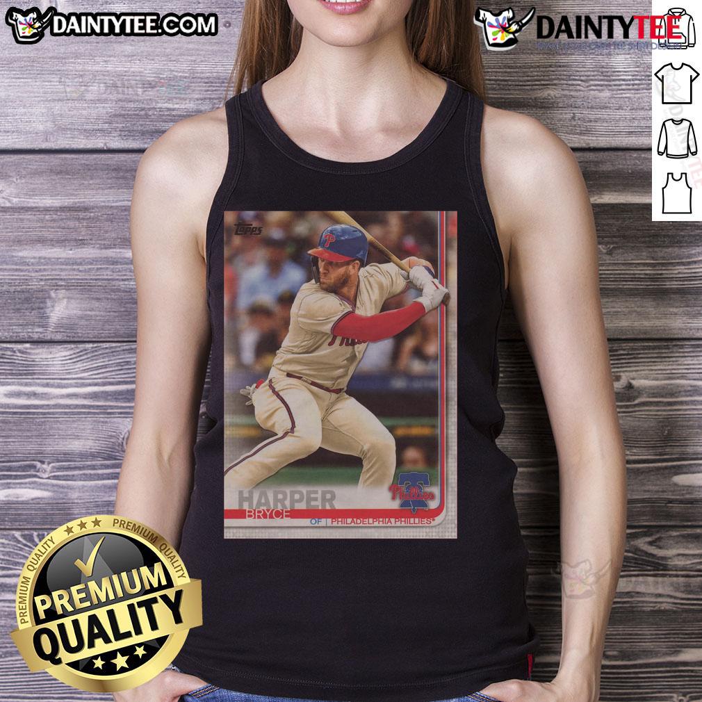 Official 2019 Topps Baseball Bryce Harper Phillies Tank Top Alt Text: Official 2019 Topps Baseball Bryce Harper Phillies tank top featuring vibrant team colors and player graphics.