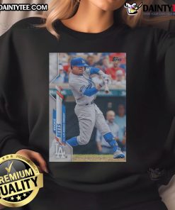 Alt Text: Official 2020 Topps Baseball Mookie Betts Dodgers sweatshirt featuring team colors and logo. Perfect for fans!