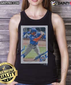 Official 2021 Topps Baseball Francisco Lindor Mets tank top featuring vibrant team colors and player graphics.