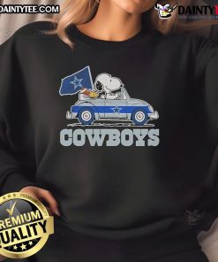 Alt Text: Official 2025 Snoopy and Woodstock car logo sweatshirt featuring a cowboy theme, perfect for Peanuts fans.