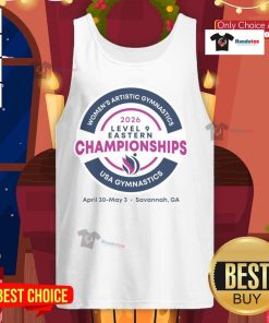 Official 2026 Women's Development Program Level 9 Eastern Championships tank top featuring vibrant colors and logo.