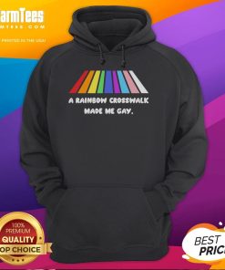 Official A Rainbow Crosswalk Made Me Gay hoodie showcasing vibrant colors and LGBTQ+ pride. Perfect for pride events.