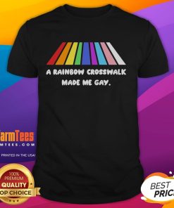 Official A Rainbow Crosswalk Made Me Gay T-Shirt featuring vibrant rainbow design, perfect for LGBTQ+ pride and celebrations.