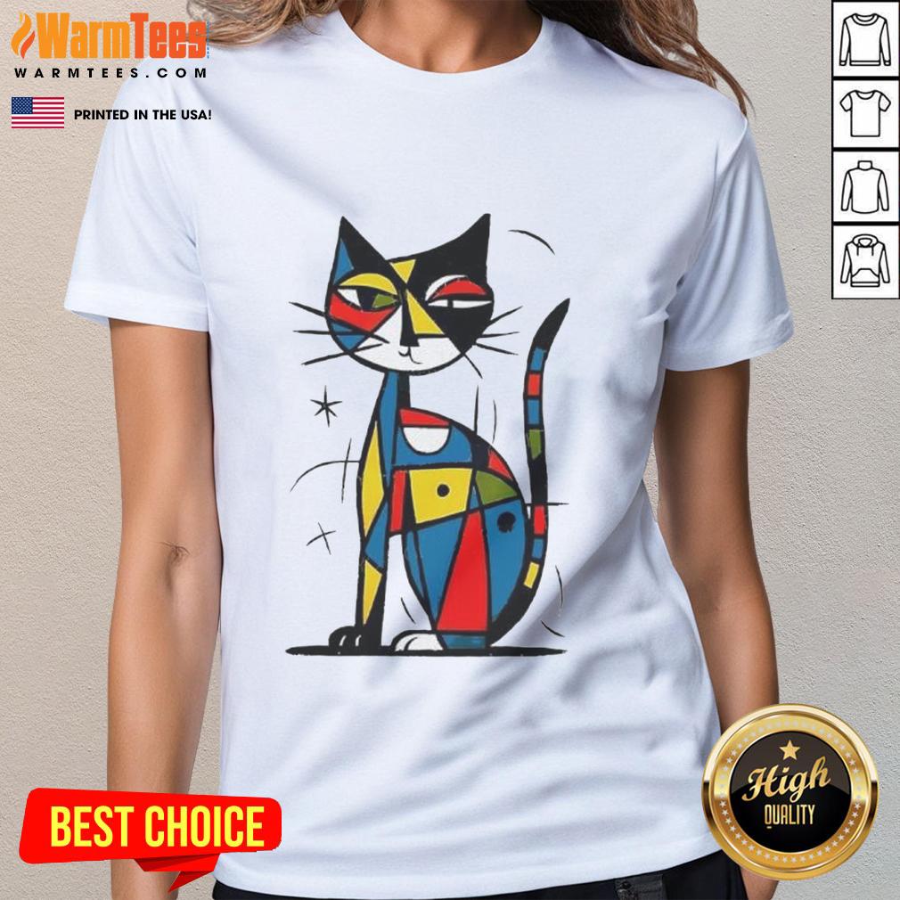 Official Abstract Japanese Cat Ladies Tee Alt Text: Abstract design of Japanese cat ladies on a trendy tee, perfect for cat lovers and fashion enthusiasts.
