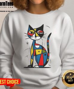 Official Abstract Japanese Cat Sweatshirt featuring a colorful cat design on a cozy fabric, perfect for cat lovers.