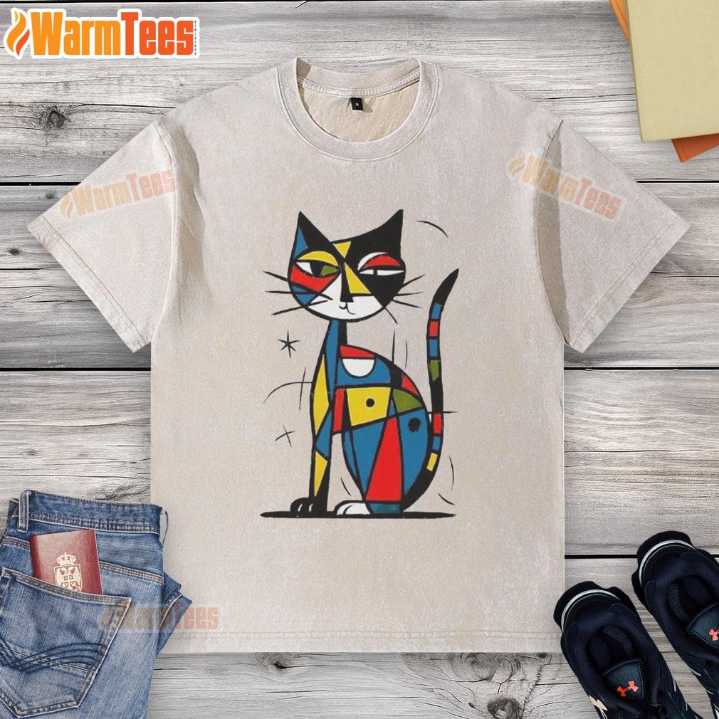 Official Abstract Japanese Cat Washed T Shirt Official Abstract Japanese Cat Washed T-Shirt featuring a unique cat design on a stylish, soft fabric.