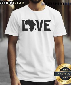 Alt Text: Official Africa Love T-Shirt featuring vibrant colors and a heart design, perfect for celebrating African pride.