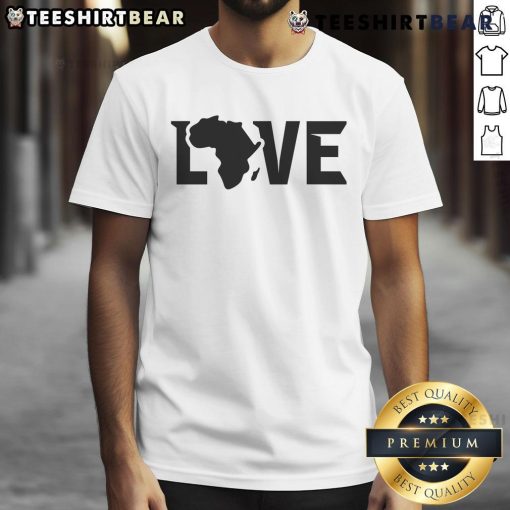 Alt Text: Official Africa Love T-Shirt featuring vibrant colors and a heart design, perfect for celebrating African pride.