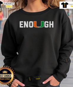 Official Akheem Mesidor Enough Miami Hurricanes sweatshirt featuring team colors and logo for fans.