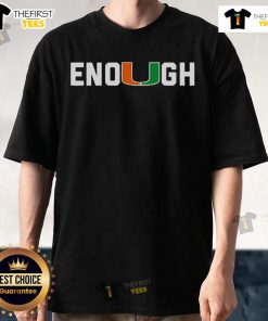 Official Akheem Mesidor Enough Miami Hurricanes T-Shirt featuring team colors and logo for fans and supporters.