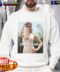 Official Almost Friday Sloane Sweatshirt in navy blue, featuring a cozy design perfect for casual wear.