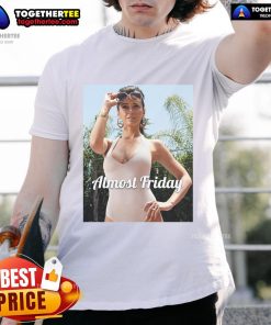 Alt Text: Official Almost Friday Sloane T-Shirt in trendy design, perfect for casual wear and showcasing your weekend vibes.