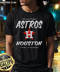 Official American League Houston Astros West Division T-Shirt featuring team logo and vibrant colors for fans.
