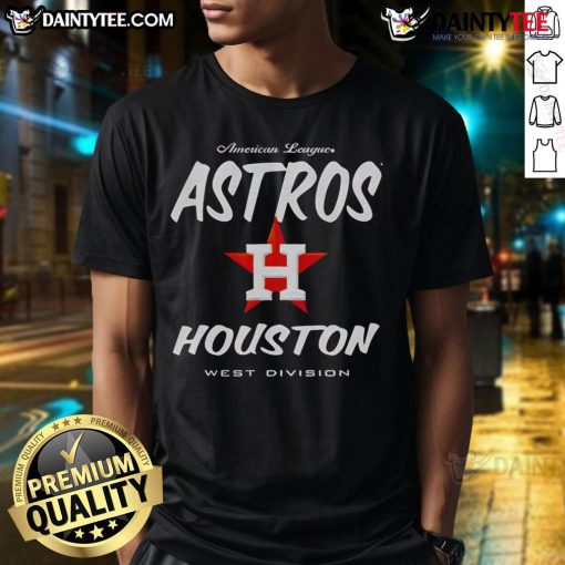 Official American League Houston Astros West Division T-Shirt featuring team logo and vibrant colors for fans.
