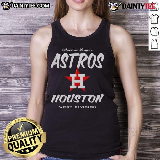 Official American League Houston Astros West Division tank top featuring team logo and vibrant colors for fans.