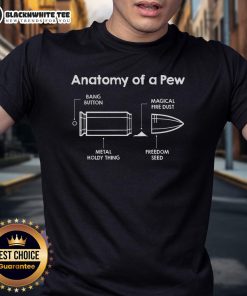 Official Anatomy Of A Pew Bullet Anatomy T-Shirt featuring detailed graphics and unique design for gun enthusiasts.