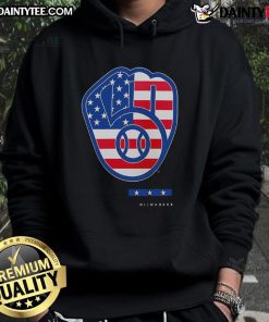Official Anthracite Milwaukee Brewers Americana Logo Hoodie featuring a stylish design and team colors.