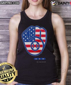Official Anthracite Milwaukee Brewers Americana Logo Tank Top featuring a stylish design for baseball fans.