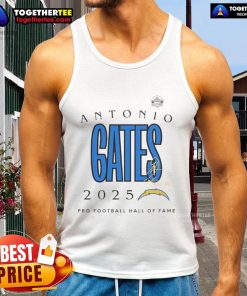 Official Antonio Gates Los Angeles Chargers Pro Football Hall of Fame 2025 signature tank top, showcasing team pride.