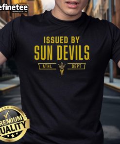 Alt Text: Official Arizona State Sun Devils t-shirt issued by the Sun Devils Athletic Department, featuring the team logo and colors.