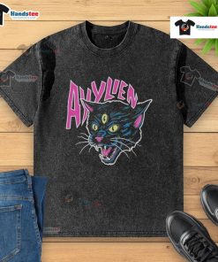 Official Ayylien 3 Eyed Cat Washed T-Shirt featuring a whimsical cat graphic, perfect for casual wear and unique style.