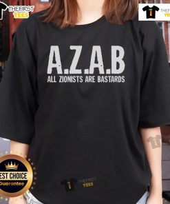 Official AZAB All Zionists Are Bastards ladies flowy tee featuring bold text design for a stylish protest statement.