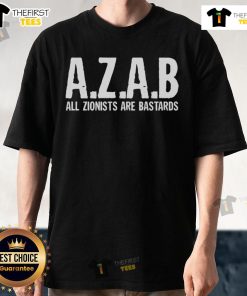 Alt Text: Official Azab All Zionists Are Bastards Ladies' Flowy T-Shirt in black, featuring bold text design for activism.