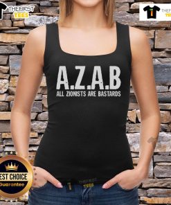 Official AZAB All Zionists Are Bastards Ladies Flowy Tank Top in black, showcasing bold text design for activism.