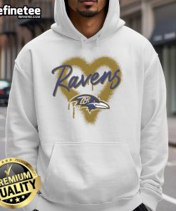 Official Baltimore Ravens Football Spray Heart Hoodie featuring team colors and logo for fans and supporters.