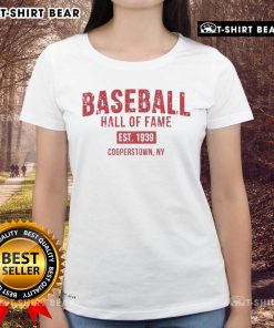 Official Baseball Hall of Fame Est 1939 Cooperstown NY Ladies Tee featuring a vintage design and soft fabric.