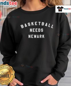 Official basketball needs Newark sweatshirt featuring bold logo and comfortable design for fans and players alike.