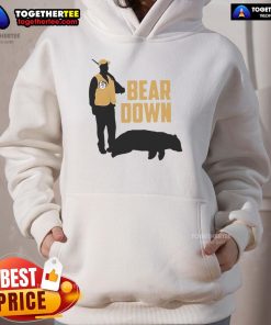 Official Bear Down Bear Hunting Hoodie in dark green, perfect for outdoor enthusiasts and hunting adventures.