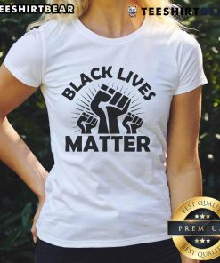 Official Black Lives Matter Black Fist Ladies Tee showcasing a powerful design symbolizing unity and social justice.