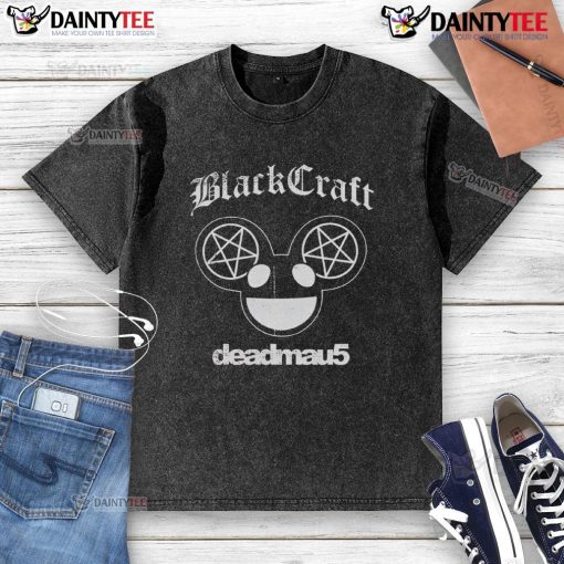 Official Blackcraft Ghosts N Stuff Deadmau5 washed t-shirt featuring bold graphics and a stylish design for music fans.