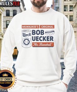 Official Bob Uecker Mr. Baseball 2025 Sweatshirt featuring classic design and comfortable fit for fans.