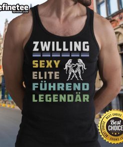 Official Bold German Gemini Typography Tank Top featuring 'Zwillings' design, perfect for a stylish, elite look.