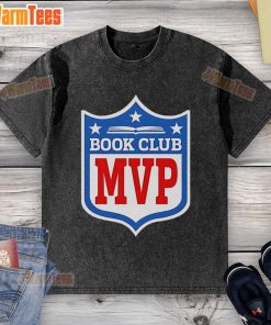 Alt Text: Official Book Club MVP logo printed on a stylish washed t-shirt, perfect for book lovers and club members.