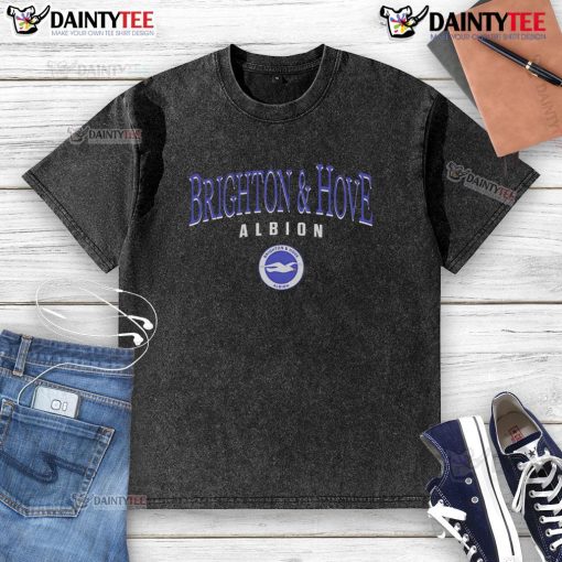 Official Brighton And Hove Albion Arch Letter Washed T-Shirt in vibrant design, perfect for fans and casual wear.