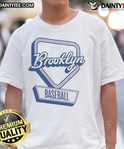 Official Brooklyn Baseball Home Plate Log T-Shirt featuring classic design and team logo for fans and collectors.