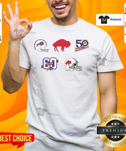 Official Buffalo Bills Farewell Season History Lock T-Shirt featuring team logo and commemorative design for fans.