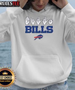 Alt Text: Official Buffalo Bills Football Homage Youth Love Sign Hand Signals Hoodie in vibrant team colors, perfect for fans.