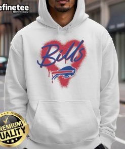 Official Buffalo Bills Football Spray Heart Hoodie in blue, featuring team logo and stylish design for fans.