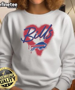 Official Buffalo Bills Football Spray Heart Sweatshirt in vibrant colors, perfect for game day and showing team spirit.