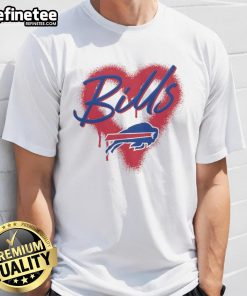 Official Buffalo Bills Football Spray Heart T-Shirt featuring a stylish design for fans of the Buffalo Bills.