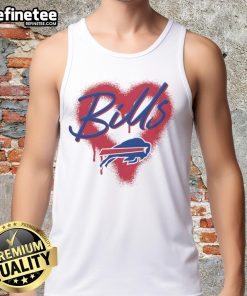 Official Buffalo Bills Football Spray Heart Tank Top in vibrant colors, perfect for game day or casual wear.