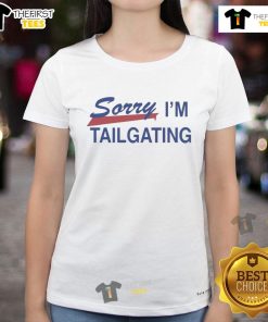 Official Buffalo Bills Sorry I'm Tailgating Ladies Tee in vibrant colors perfect for game day and tailgating events.