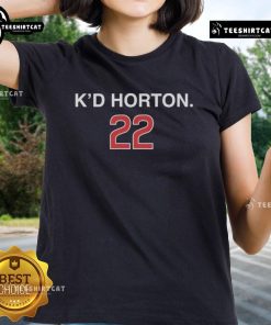 Alt Text: Official Cade Horton KD Horton 22 Chicago Cubs ladies tee shirt featuring vibrant team colors and logo design.