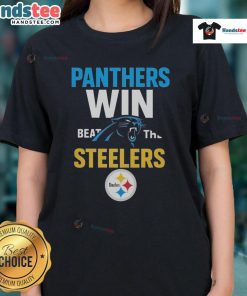 Official Carolina Panthers Victory Tee for ladies featuring team logo, perfect for game day and fan apparel.