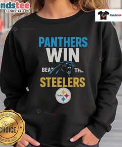 Official Carolina Panthers Victory sweatshirt celebrating the win against the Steelers, perfect for fans and game day.