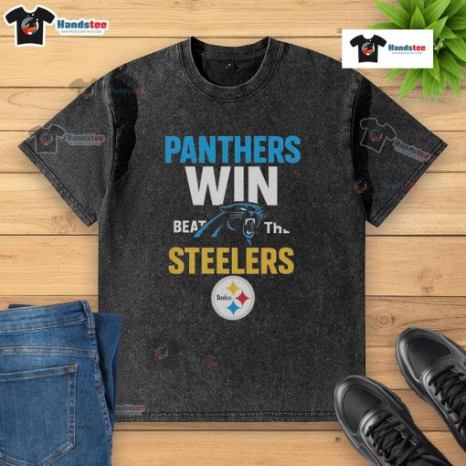 Official Carolina Panthers Victory T-Shirt featuring a bold design celebrating their win against the Steelers.